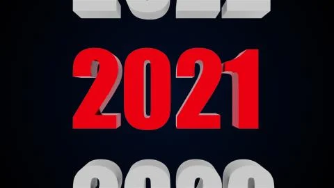Computer generated New year inscription 2021 on dark background. 3d rendering Illustrazione stock