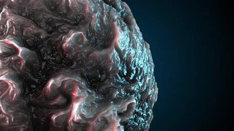 Computer generated oil sphere with curly shape. 3d render of abstract background イラスト素材