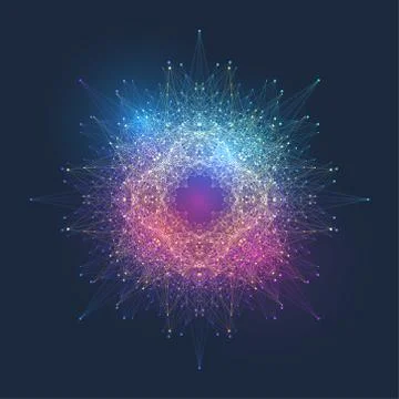 Computer generated phyllotaxis dotted helix flow fractal vector. Futuristic Illustrazione stock