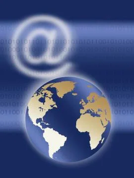 Computer generated picture of globe and at symbol Stock Illustration