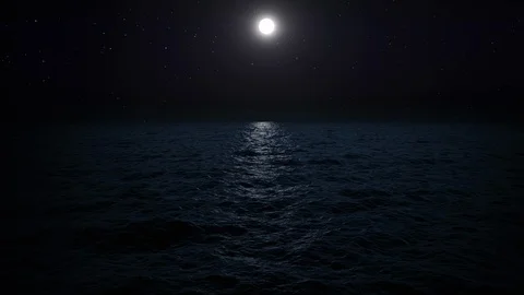 Computer generated realistic moonbeam over the calm sea Stock Footage 101631707
