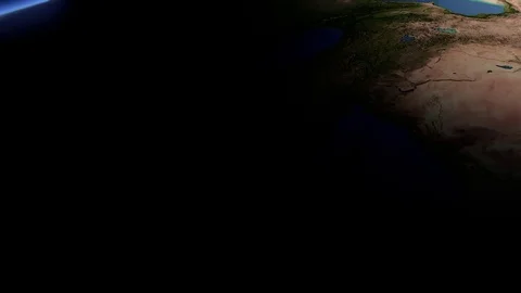 Computer Generated Realistic view on Caucasus and Black Sea Stock Footage 84738169