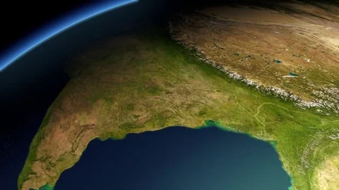 Computer Generated Realistic view on Central Asia  from the space (3D, CGI) Stock Footage 84799540