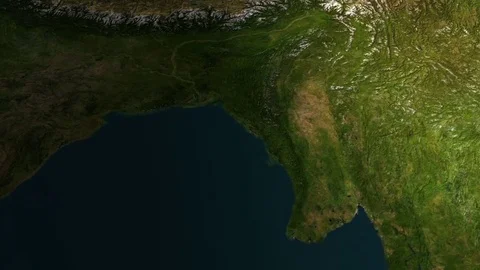 Computer Generated Realistic view on Tibet Plateau from the space Stock Footage 84805249