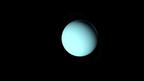 Computer generated rotation of the planet Uranus in cosmic stellar space. 3d Stock-Illustration