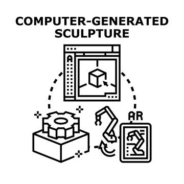 Computer generated sculpture creating manufacturing technology process Stock Illustration