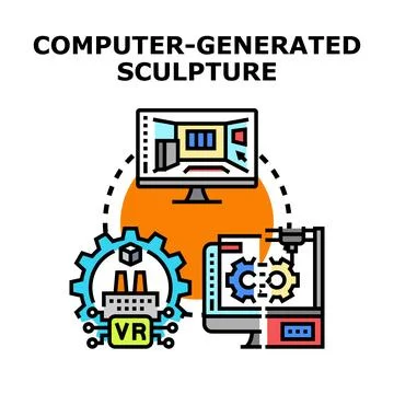 Computer generated sculpture virtual reality design concept Stock Illustration
