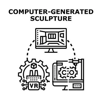 Computer generated sculpture virtual reality design concept 库存插图