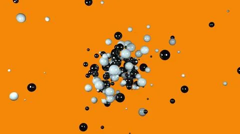 Computer generated shining random balls. 3d rendering of geometric background. Illustrazione stock