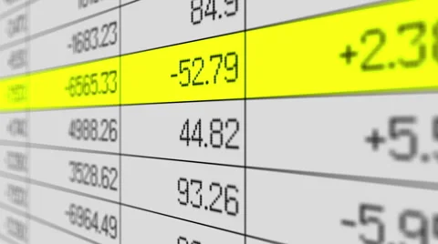 Computer generated shot of electronic spreadsheet with lots of figures changing Stock Footage 58181469