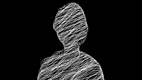 Computer generated simple silhouette of man with scribble fill. 3d rendering web 스톡 일러스트