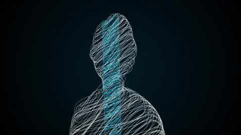Computer generated simple silhouette of man with scribble fill. 3d rendering web 스톡 일러스트
