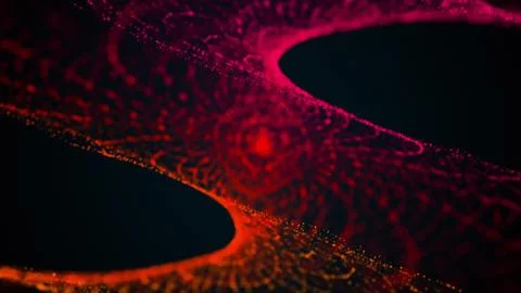Computer generated spiral organic shape from flow particles. 3d rendering of Stock Illustration