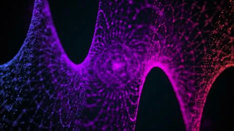 Computer generated spiral organic shape from flow particles. 3d rendering of Stock-Illustration