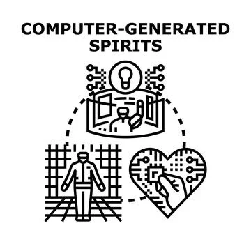 Computer generated spirits creating virtual reality experience Illustration