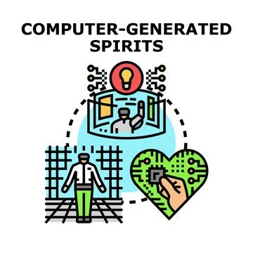 Computer generated spirits creating virtual reality experience イラスト素材