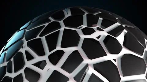 Computer generated surface of sphere with fractures. 3d rendering of abstract Ilustración de archivo