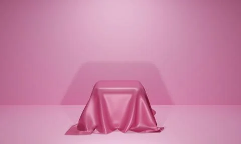Computer generated table covered with pink silky cloth Stock Illustration