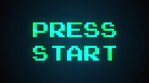 Computer generated a text message screen: Press start. 3d rendering 8-bit font Stock Illustration