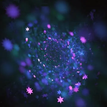 Computer generated violet purple and pink colors glowing falling stars shapes Stock-Illustration