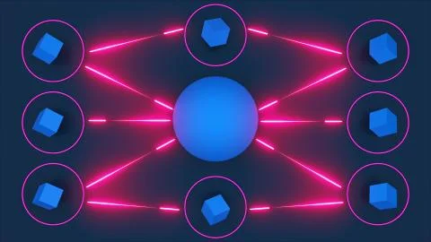 Computer generated virtual communications circuit. 3d rendering digital Illustrazione stock