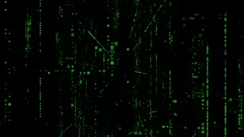 Computer generating matrix style code animation on black background Stock Footage 302476390