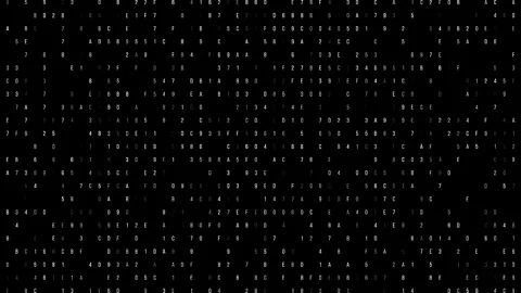 Computer generating matrix style green code animation on black background Stock Footage 302476461