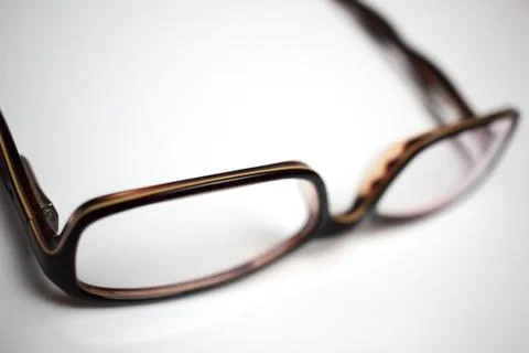 Computer Glasses  in brown frame on a white background 库存照片