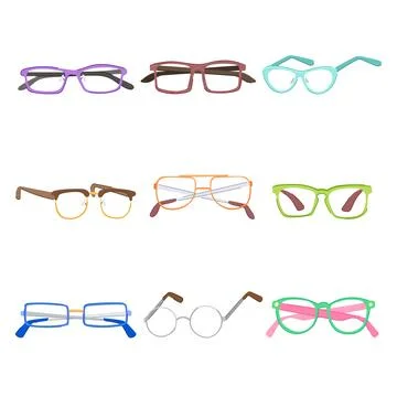 Computer glasses set cartoon vector illustration 库存插图