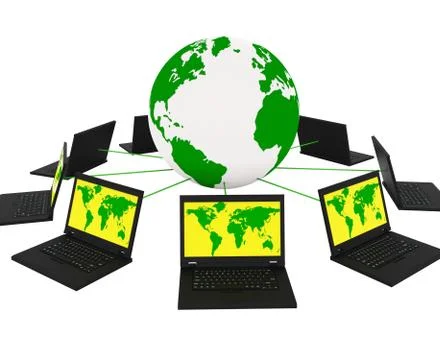 Computer global representing network server and globalisation Illustrazione stock