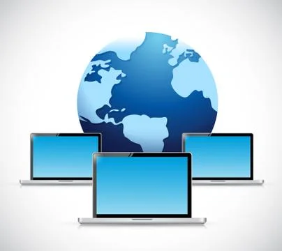 Computer globe network illustration design Stock Illustration