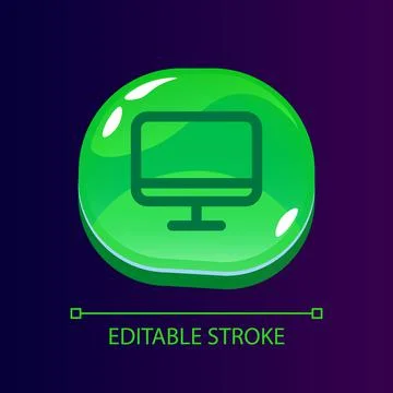 Computer glossy ui button with linear icon 스톡 일러스트