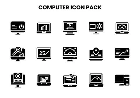 Computer Glyph Bundle Icons Pack Stockillustratie