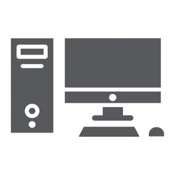 Computer glyph icon, desktop and monitor, pc sign, vector graphics, a solid Stock Illustration