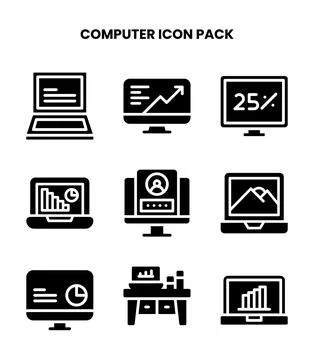 Computer Glyph Scalable Icons Pack Stock-Illustration