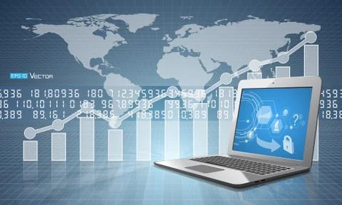 Computer with graph 2 스톡 일러스트