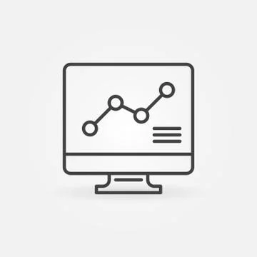 Computer with Graph linear vector concept icon Stock Illustration