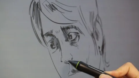 Computer graphic artist working with drawing tablet for computer. Stock Footage 81471404