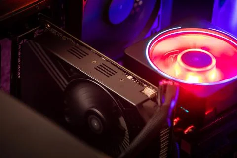 Computer graphic card and CPU processor with fan. 写真素材