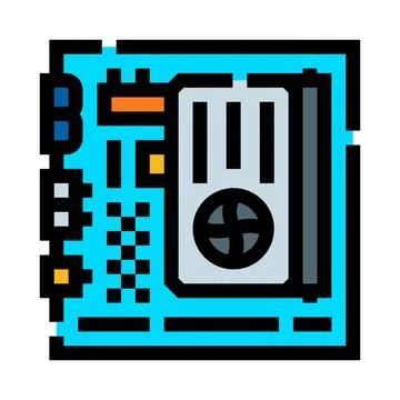 Computer graphic card hardware component vector icon Stock Illustration