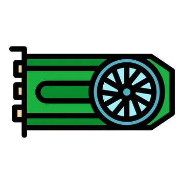 Computer graphic card icon color outline vector Illustrazione stock