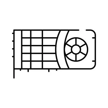 Computer graphic card outline vector icon illustration Stock Illustration