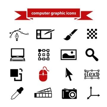 Computer graphic icons Stock Illustration