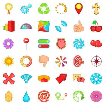 Computer graphic icons set, cartoon style Illustrazione stock