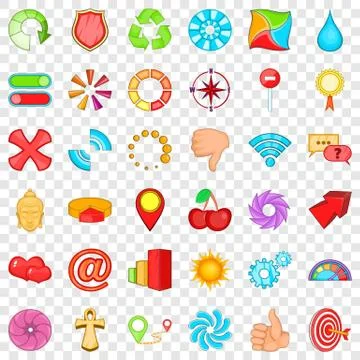 Computer graphic icons set, cartoon style Stock Illustration