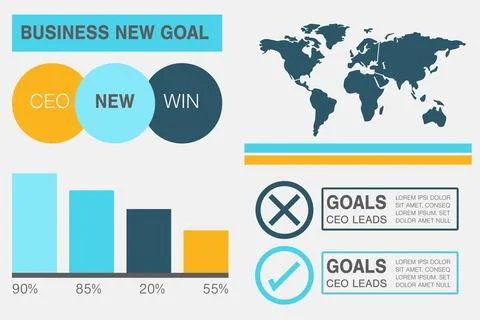 Computer graphic image of business presentation with charts and text Stockfoto's