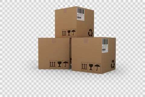 Computer graphic image of cardboard boxes Stock Photos