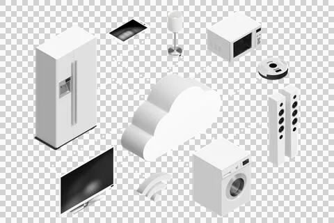Computer graphic image of cloud and home appliances icon Stock Photos