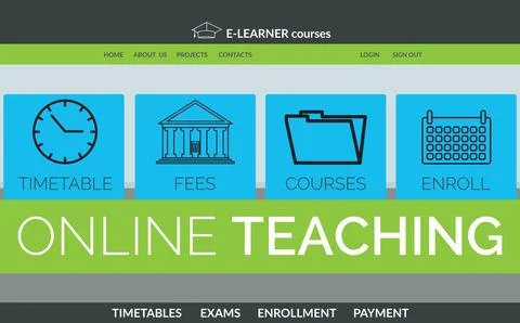 Computer graphic image of e-learning interface on screen Stock Illustration