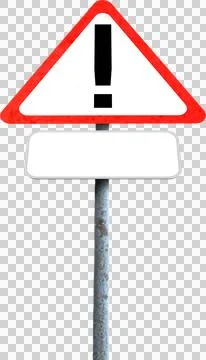 Computer graphic image of exclamation mark on sign board with placard Illustrazione stock